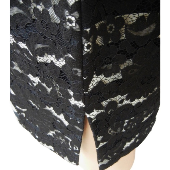 Eliza J Dress Rayon Blend Sheath Lace Lacy Stripes Scuba Sleeveless - Picture 10 of 15